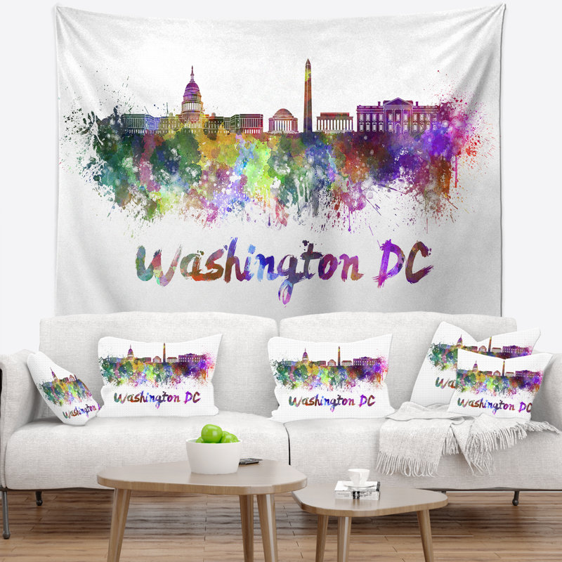 Washington dc skyline tapisserie Cityscape, H 50 po x l 60 po