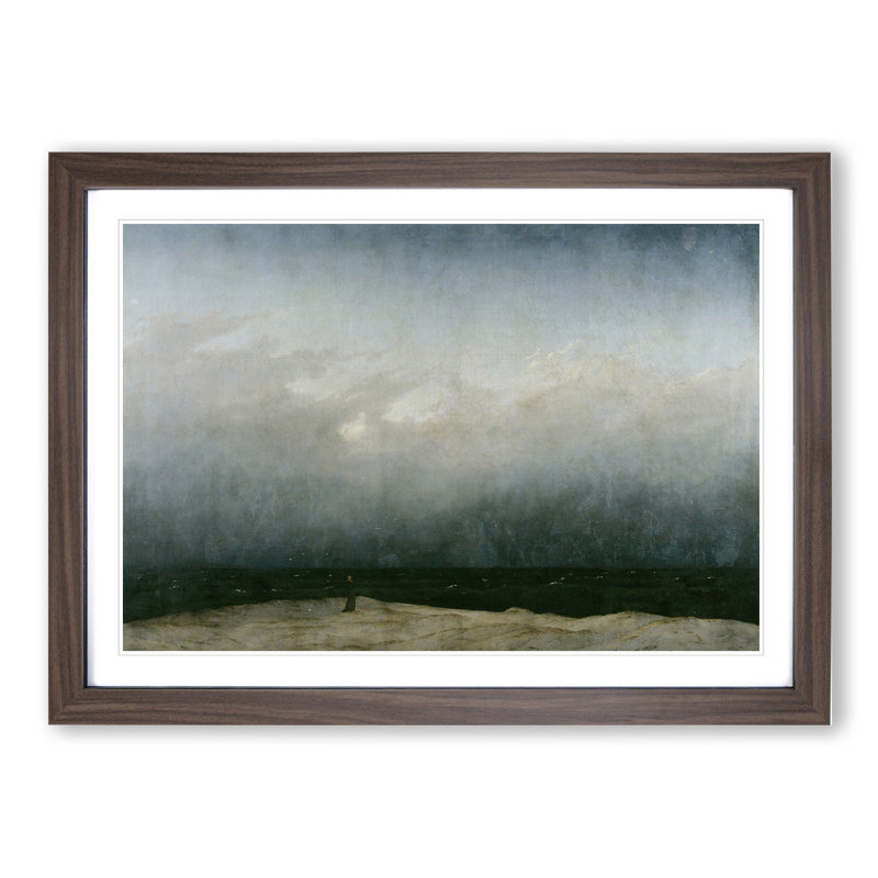 The Monk by Caspar David Friedrich - Picture Frame Painting, 27cm H x 36cm W x 2cm D, Walnut Framed
