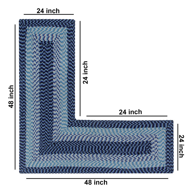 Tapis tressé Fontenay, 24 po x 48 po x 48 po en forme de L