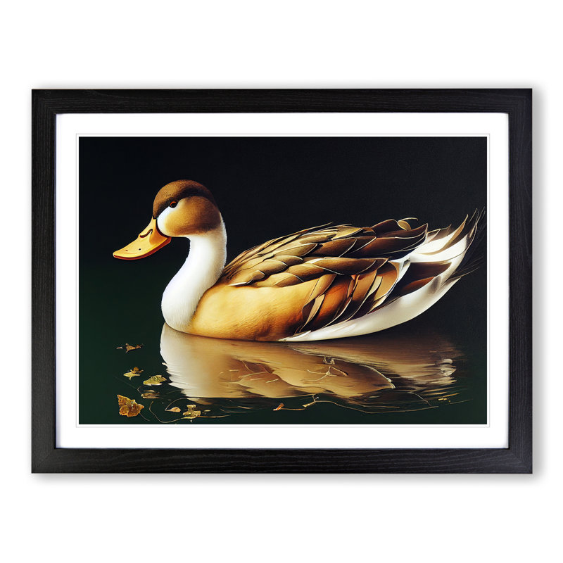 Enticing Duck - Single Picture Frame Painting, Black , 25cm H x 34cm W x 2cm D