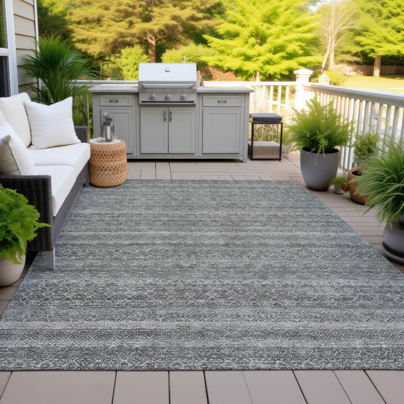 Tapis intérieur / extérieur lavable à la machine Xhevrie, Rectangle 9 pi x 12 pi