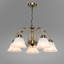 Brazell 5-Light Antique Brass Down Light Shaded Chandelier Alabaster Style Glass