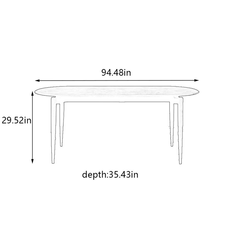 Table de salle à manger Nordic, H 29,52 po x L 94,48 po x l 35,43 po, Kaki