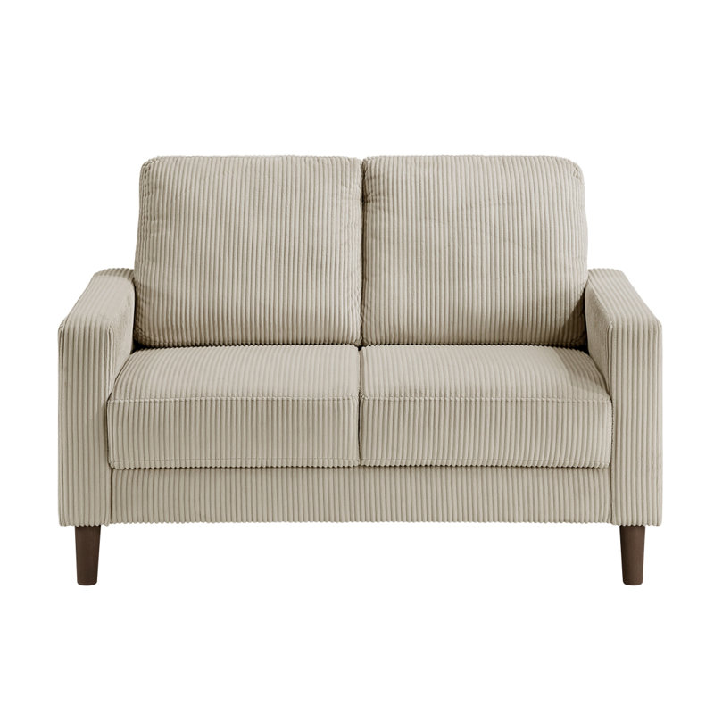 Causeuse rembourrée en velours côtelé taupe moderne, Taupe