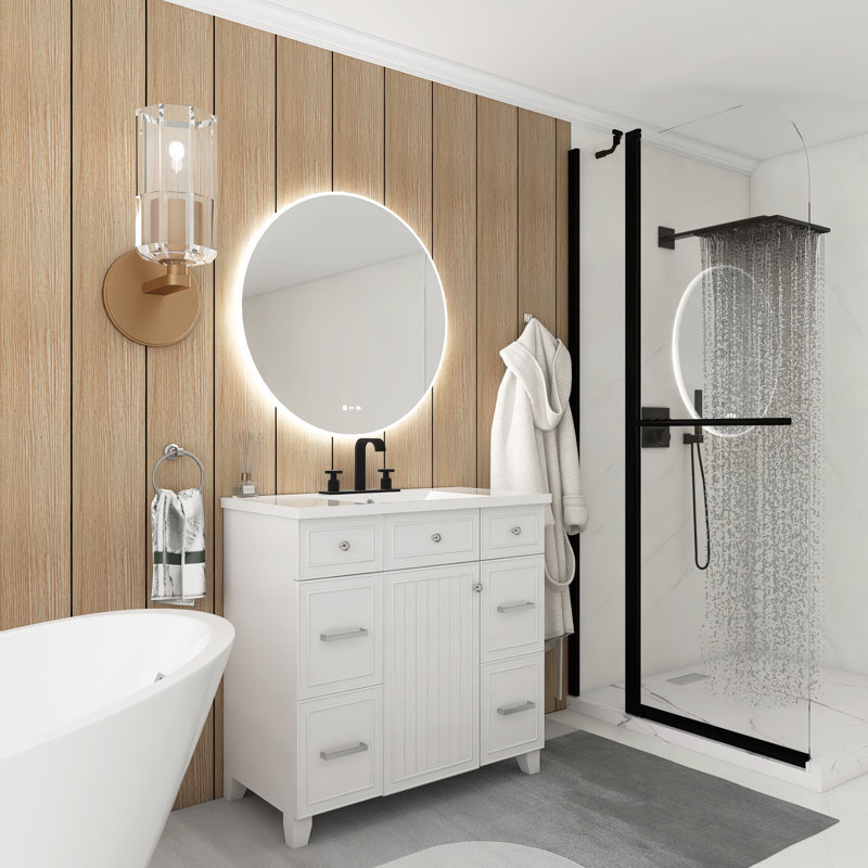 Meuble-lavabo simple 36 po avec lavabo, Blanc