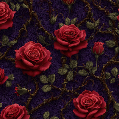 Papier peint adhésif auto-adhésif à motif de fleurs de vigne épineuse à motif de fleurs de vigne épineuses rouge foncé