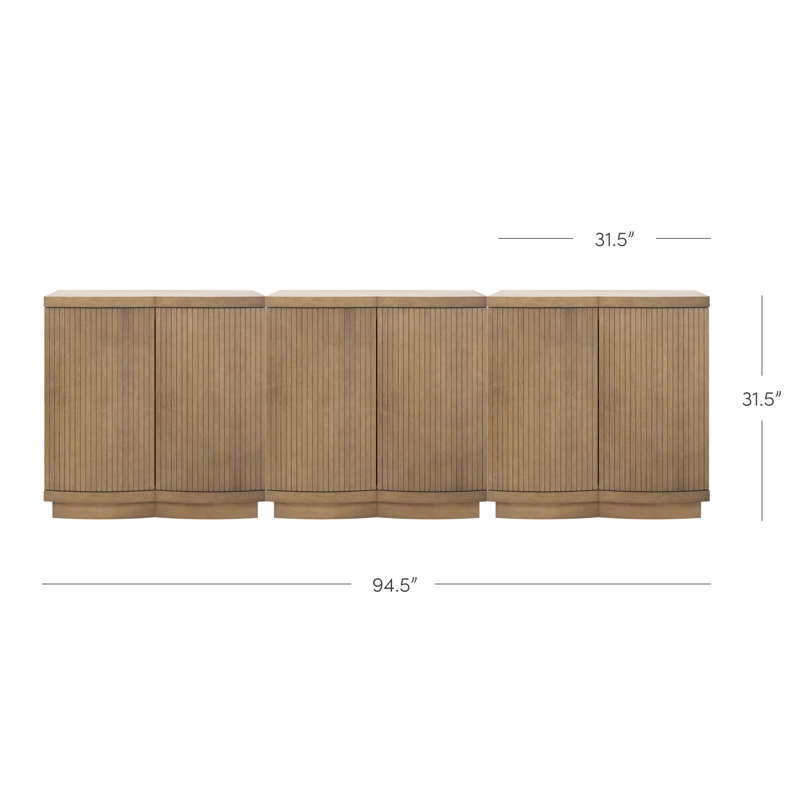 Mid Century Modern Cabinet Or TV Stand Console With Solid Wood Base