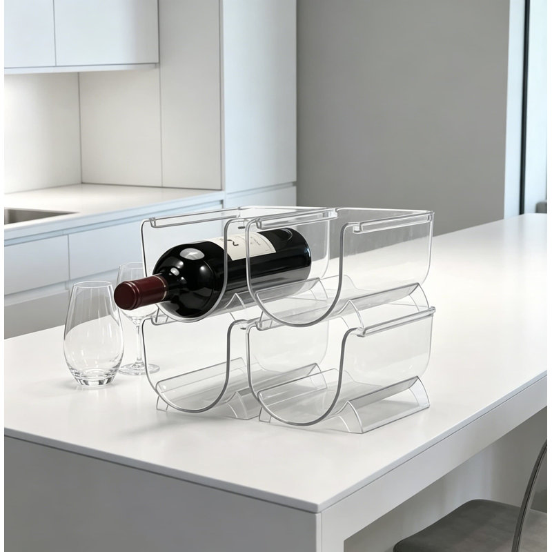 Range-bouteilles empilable en plastique transparent pour bouteilles de vin, soda, bière et eau