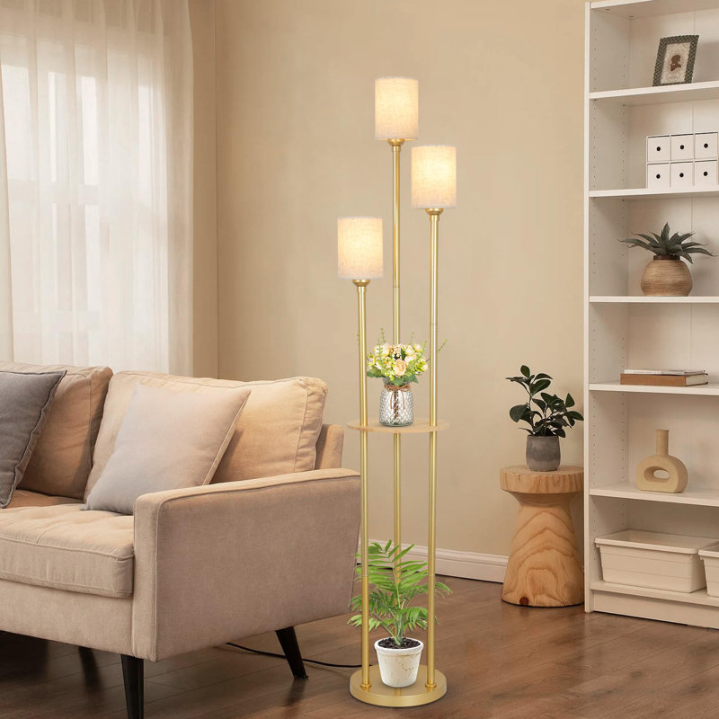Maralyn 66.3'' Black Floor Lamp, Gold