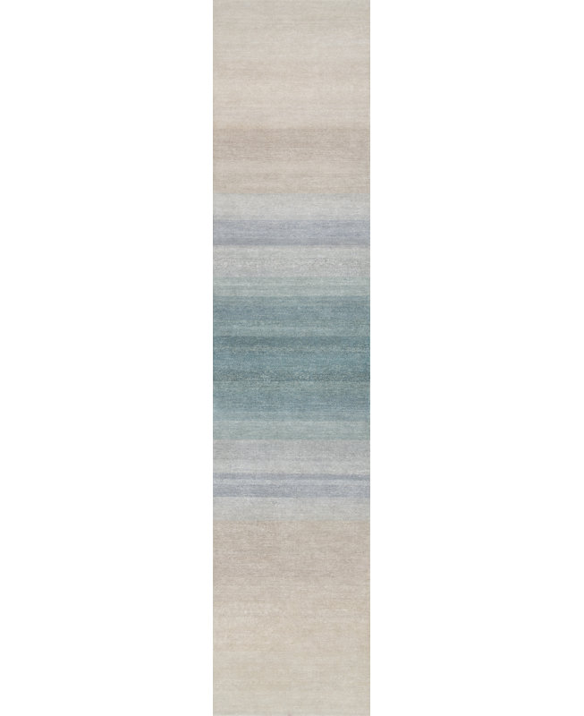 Fade Hand Woven Silk and Wool Ombre Area Rug, Runner 3' x 10'