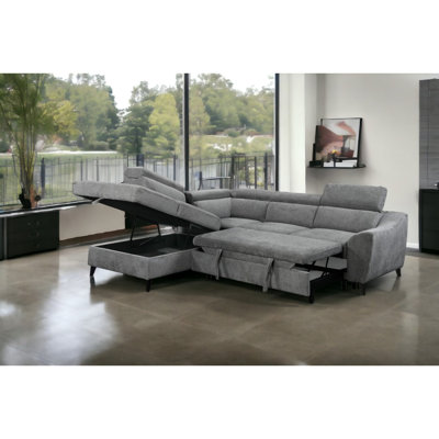 Wrenley Chenille Sectional Sofa With Sleeper & Storage