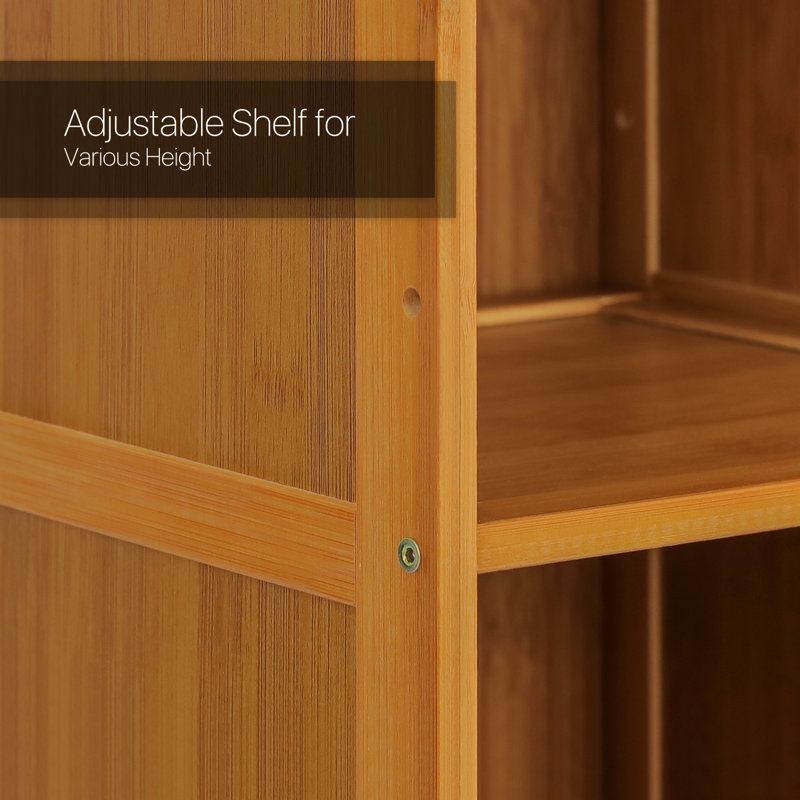 Brown Adjustable 6-Tier Bamboo Freestanding Bookcase