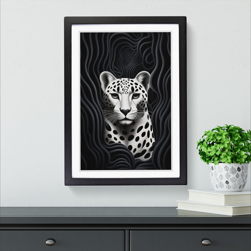 Cheetah Op No.3 - Single Picture Frame Print on Wood, Black Framed, 34cm H x 25cm W x 2cm D