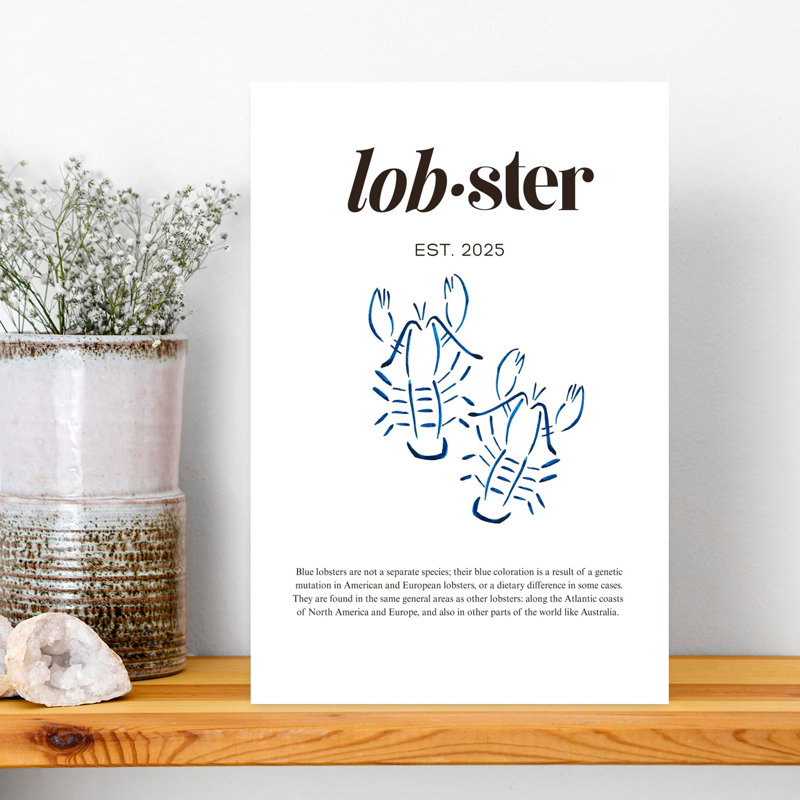 Elegant Blue Lobsters by Elizabeth C - Wrapped Canvas Print, 45.72 cm H x 30.48 cm W