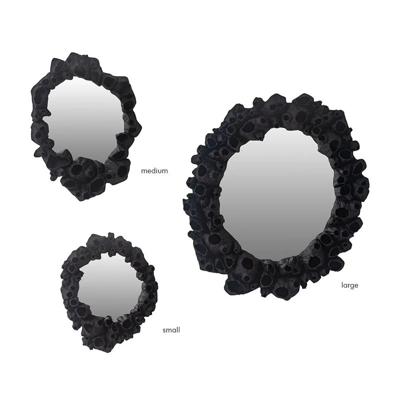 Barnacle Abstract Mirror, 24" H x 22.25" W, Black