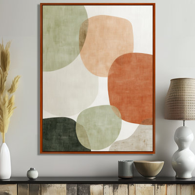 Orange minimaliste avec des formes simples de vert - art mural minimaliste, impression sur toile orange minimaliste