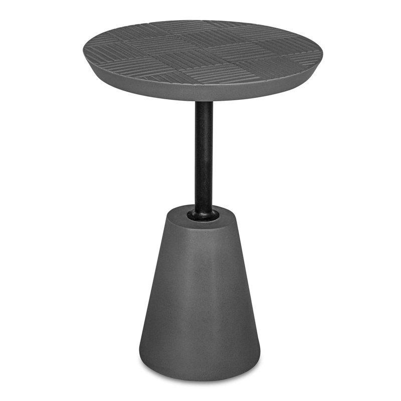 Table d'appoint d'extérieur compacte avec texture damier et conception résistante aux intempéries