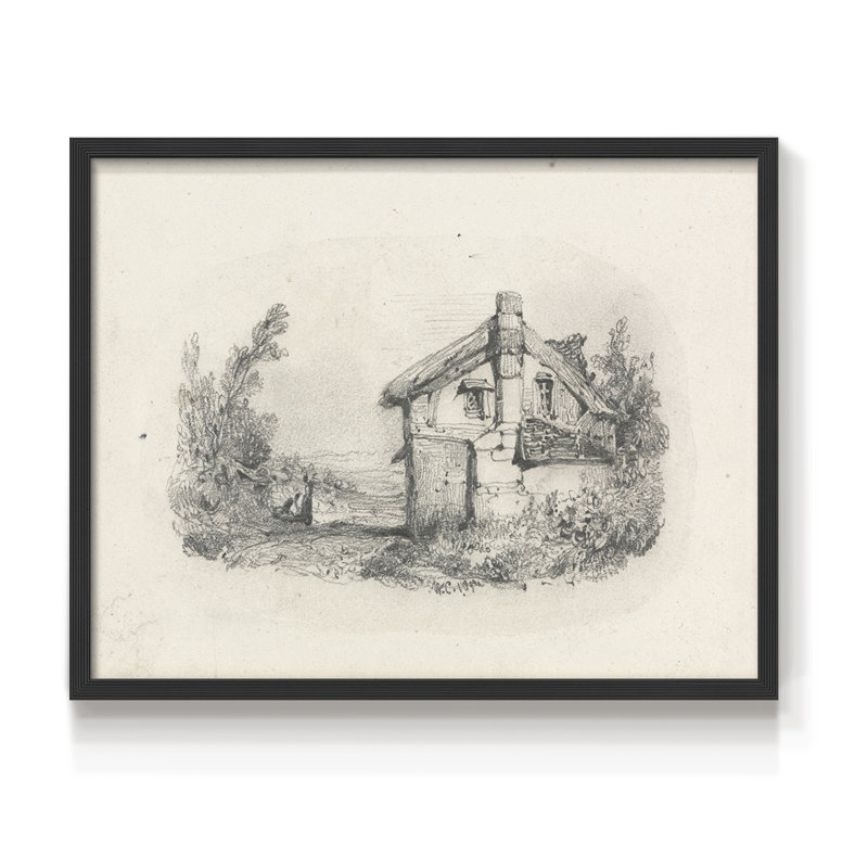 Croquis rétro - XLVI - reproduction encadrée, H 11 po x l 14 po, Noir