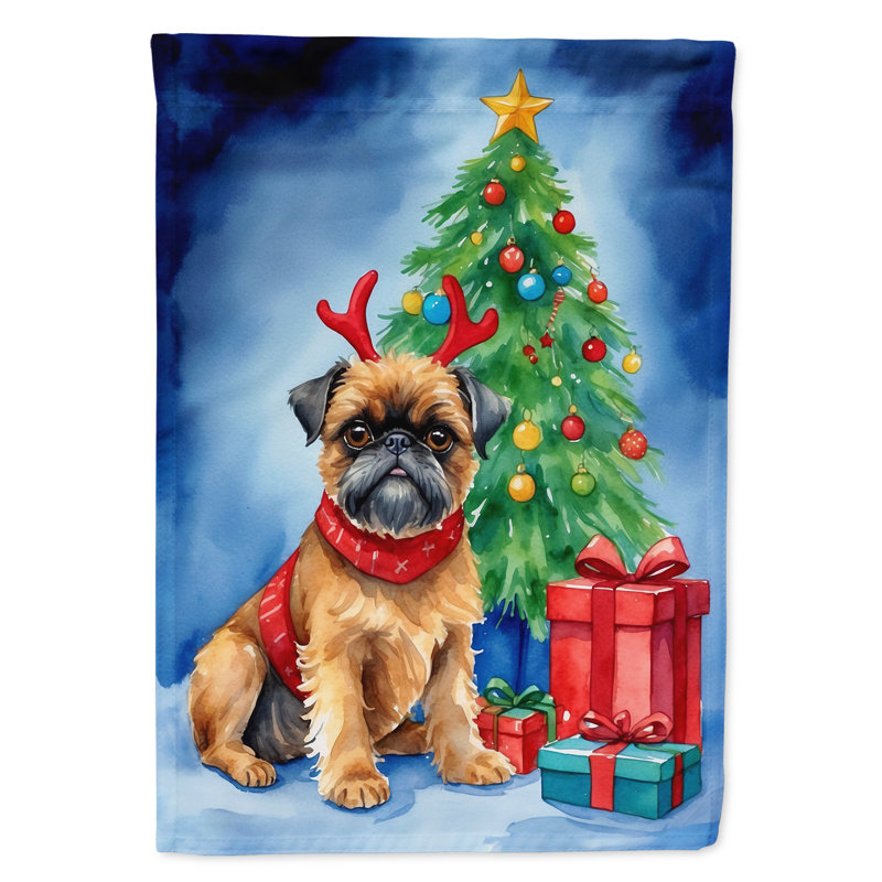 Drapeau de Noël renne de jardin, Griffon bruxellois