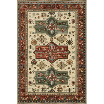 Tapis décoratif vert à motif traditionnel Green