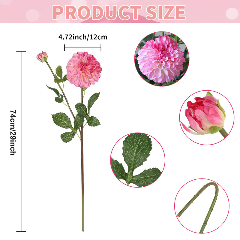 5 pièces de dahlias simulés et de fausses fleurs, de bouquets de décoration, de salon, de chambre à coucher et de table à manger
