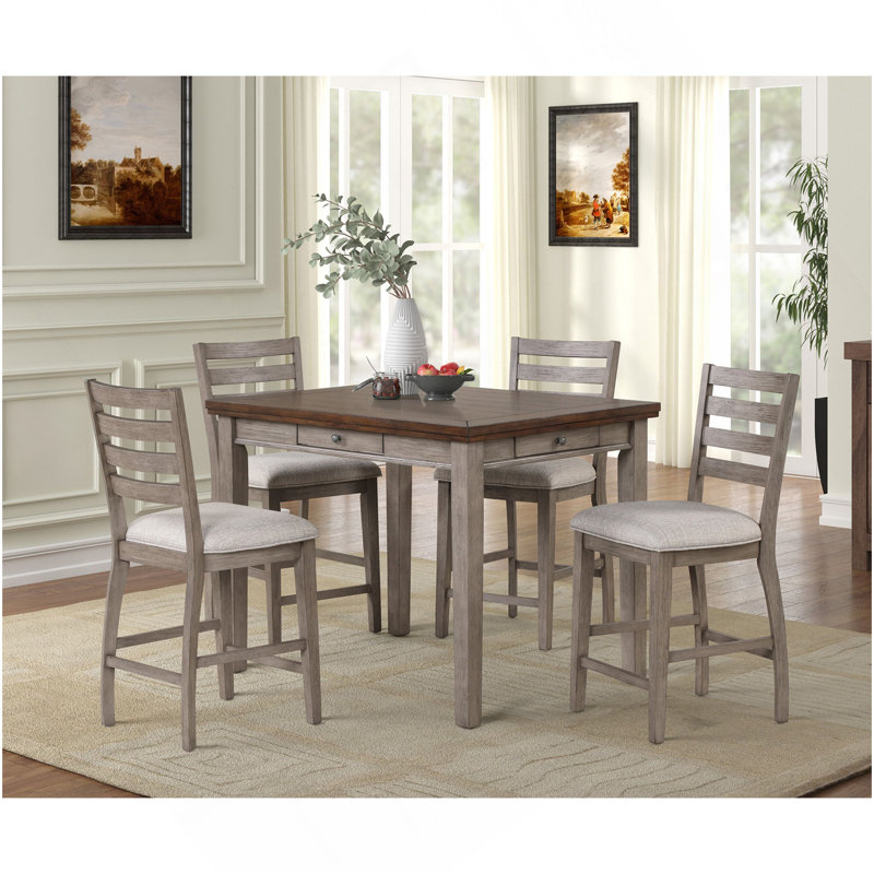 Counter Height Two Tone 4 Drawer Dining Table