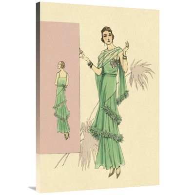 " Playful Green Evening Gown "