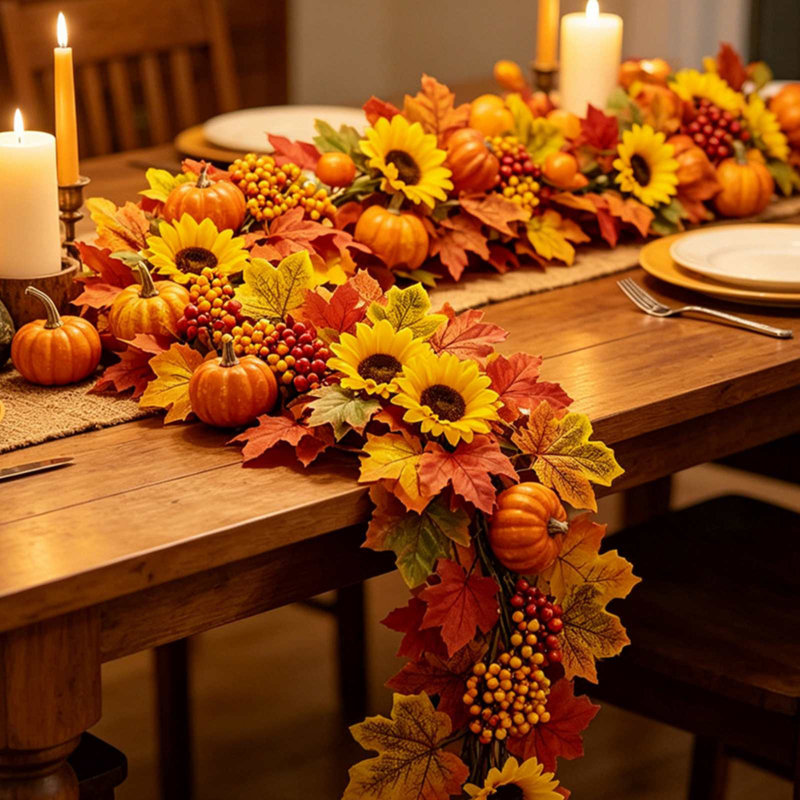 Citrouille artificielle d'Halloween, feuille d'érable et décorations de jardin, maison et foyer, fleurs artificielles