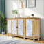 Meuble d'appoint sculpté à 4 portes avec étagères réglables, bois vieilli pour un rangement polyvalent et un design unique dans n'importe quelle pièce