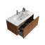 Meuble-lavabo rayé en noyer rayé avec lavabo en céramique blanc, meuble-lavabo mural flottant pour salle de bain moderne, pré-assemblé