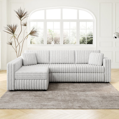 106,3 po en forme de L doux 4, gris. Confortable et aspect. Matériaux utilisés. Structure en bois massif, revêtement en microfibre. Multifonctionnel avec rangement. Mobilier de salon moderne en L chic.