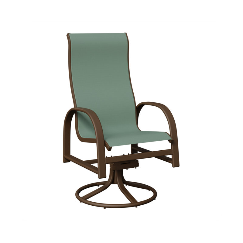 Chaise de salle à manger à bascule pivotante en aluminium et à haut dossier Amma Mesquite, Bleu sauge