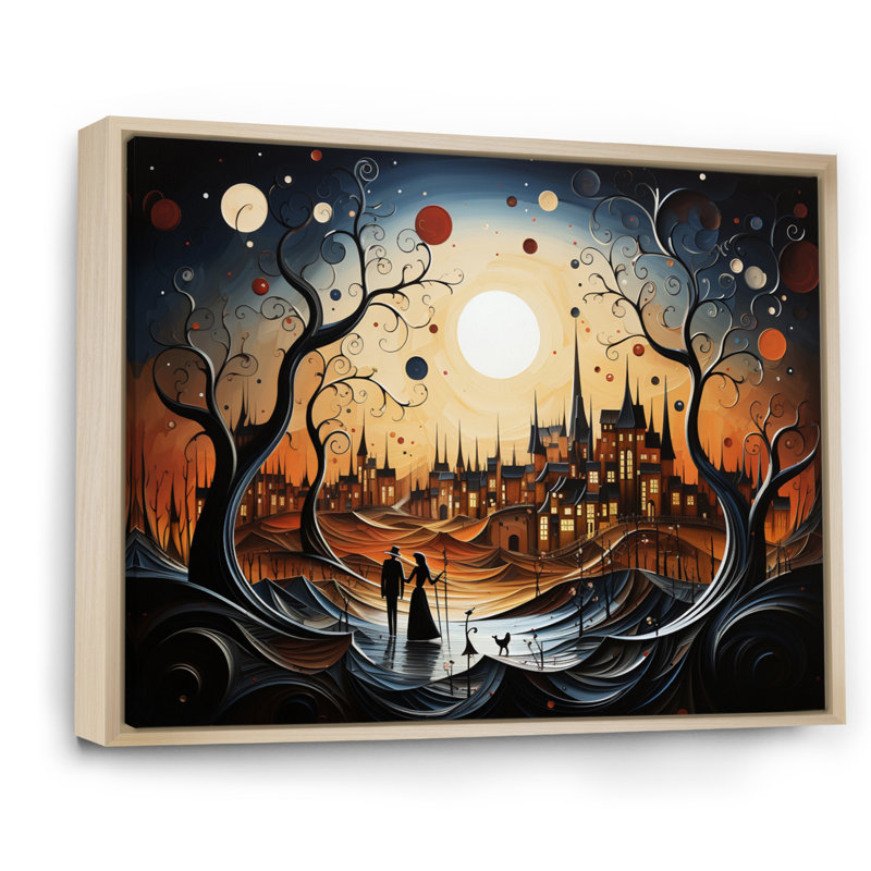 Abstrait, couple romantique, paysage, H 24 po x l 32 po, Cadre naturel flottant