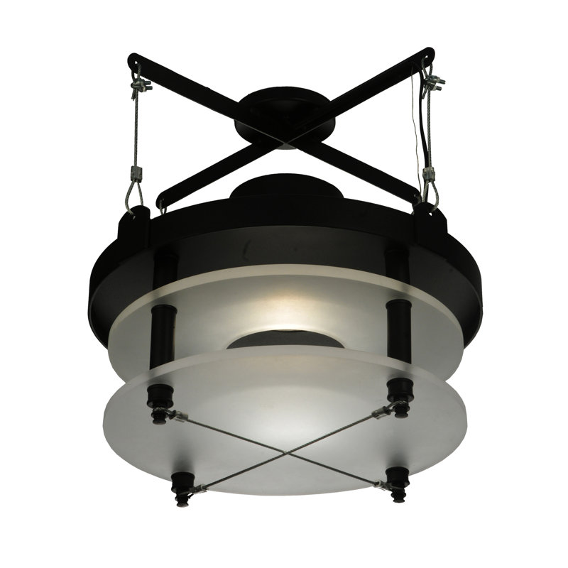 Atlantis 18" Black and Brass LED Pendant Light
