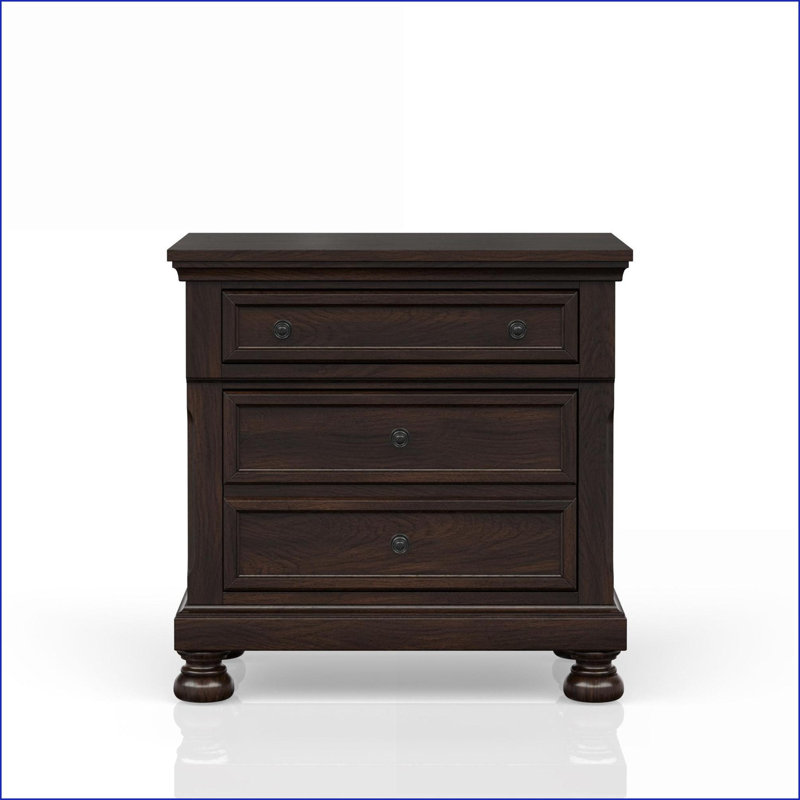 Table de chevet à deux tiroirs cerisier foncé pour le rangement dans la chambre à coucher
