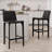 Full Assembled 26"H Counter Stool, Saddle Leather Upholstered Bar Stool With Padded Seat, Counter Height Barstool With Metal Frame Footrest For Kitchen Island Bar Counter, Black-306793866-307711199