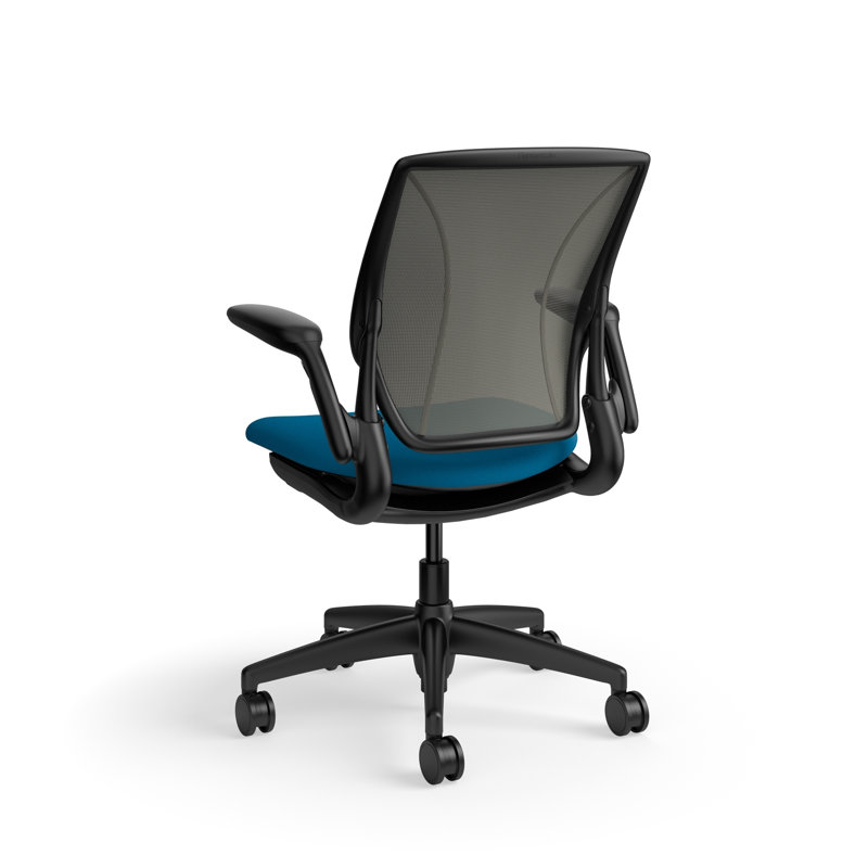 Fauteuil de travail ergonomique avec dossier Caraway World ML et siège rembourré Corde 4, Gris / bleu paon, Noir
