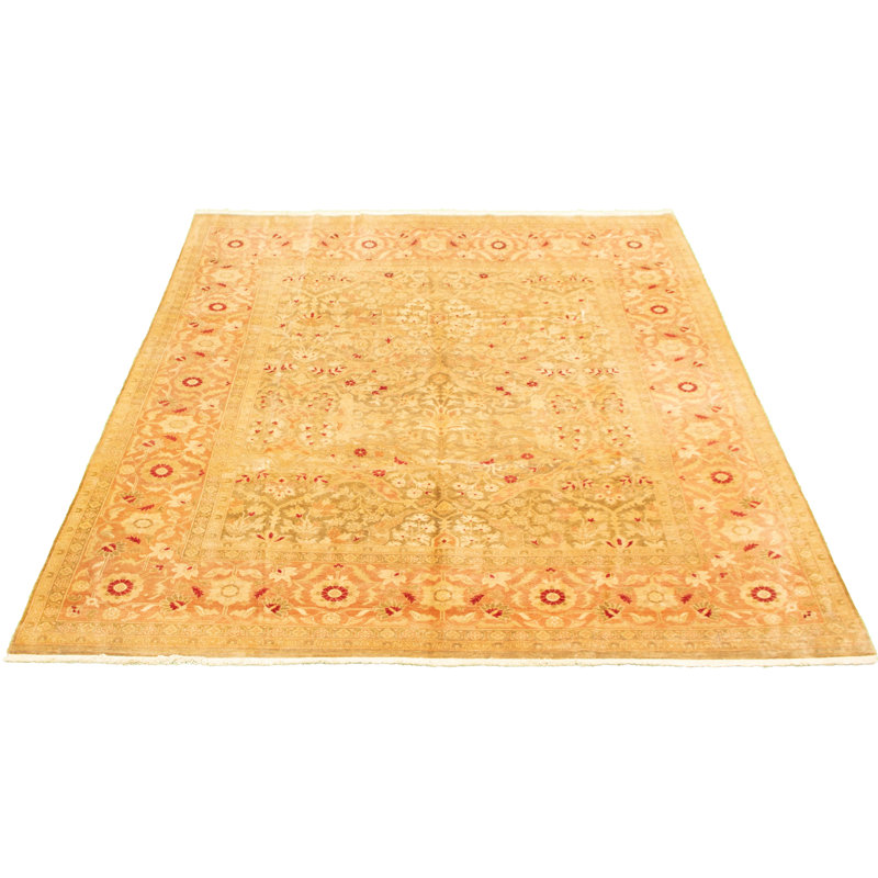 Tapis décoratif en laine noué à la main de conception unique 8 pi x 9 pi 10 po noué à la main New Age