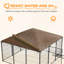 Chenil extérieur, enclos pour chiots de 6,9 pi x 6,9 pi x 5 pi avec auvent, cage de clôture pour parc de jardin, bol tournant, café-116225509