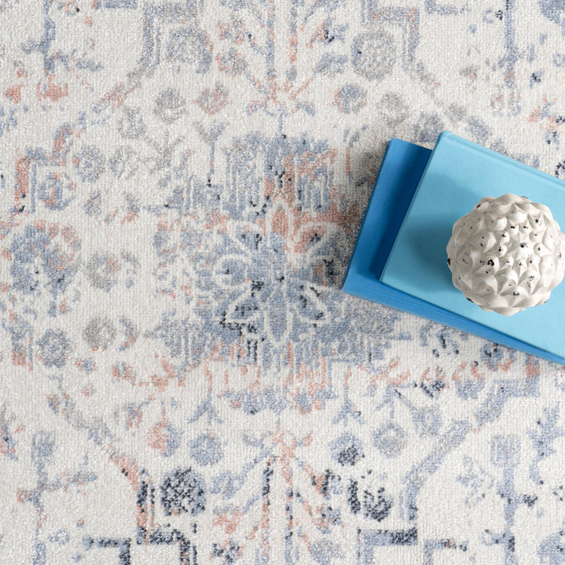 Everlee SpinClean Faded Persian Machine Washable Area Rug, Rectangle 10' x 14'