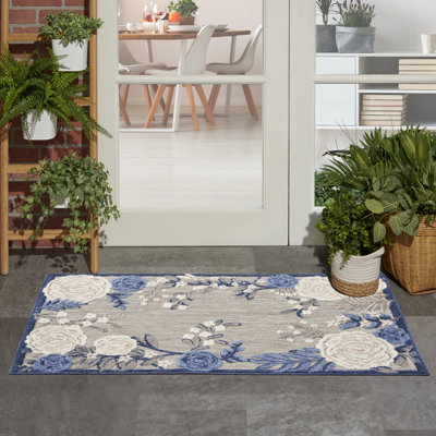 Allijah Floral Blue/Grey Indoor/Outdoor Area Rug