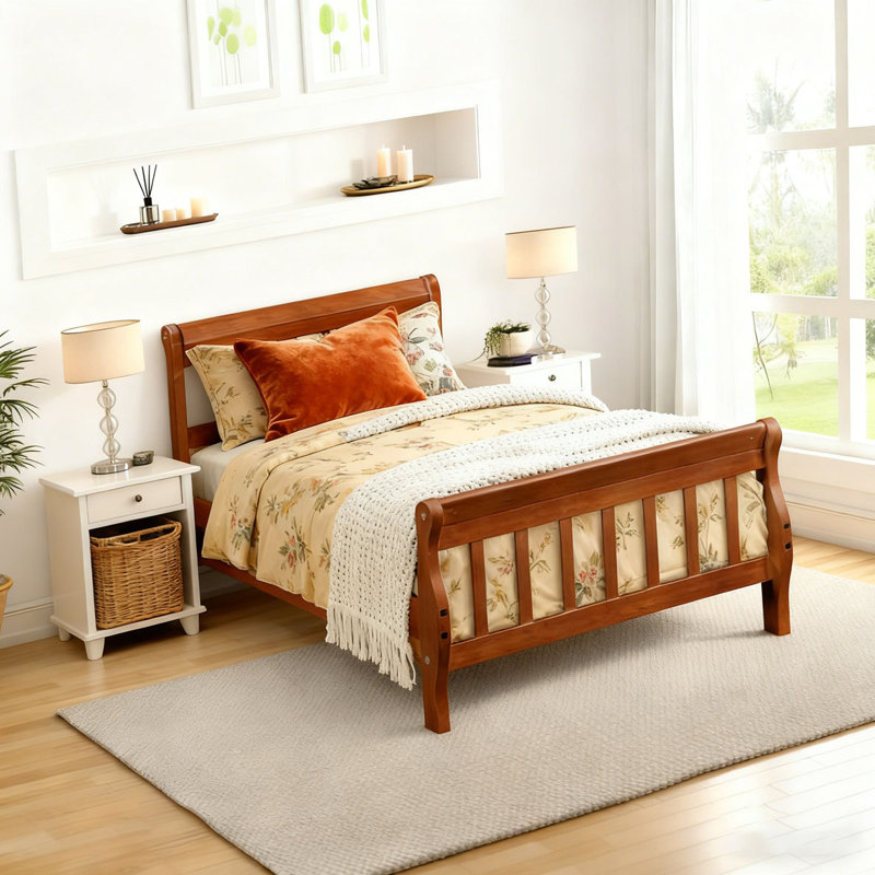 Structure de lit plateforme Wood, Walnut