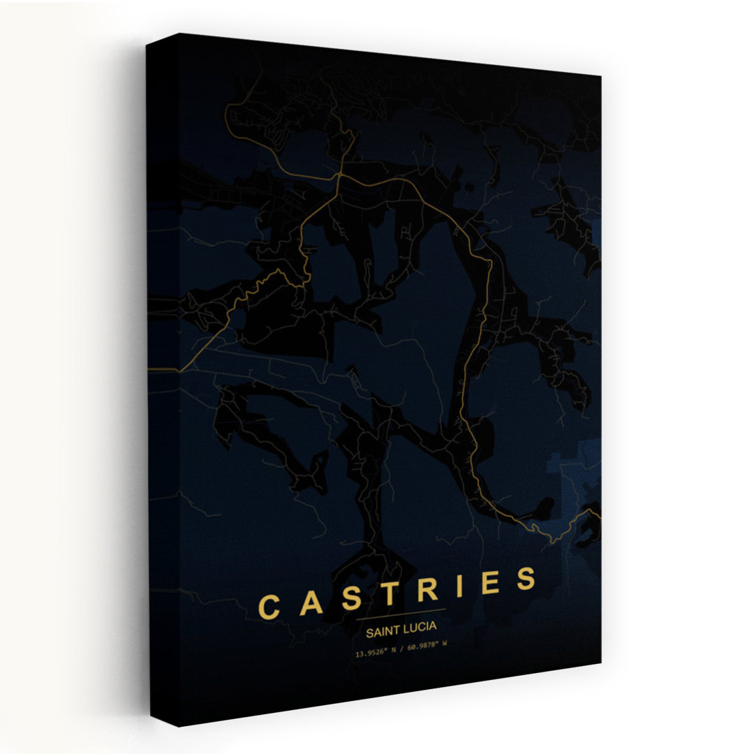 Castries Saint Lucia Map Minimalist Modern Abstract City Wall Art Print