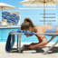 Méridienne pliante avec table d'appoint, 5 positions, trou frontal, filet respirant, capacité de 264 lb, utilisation à la plage-311134357