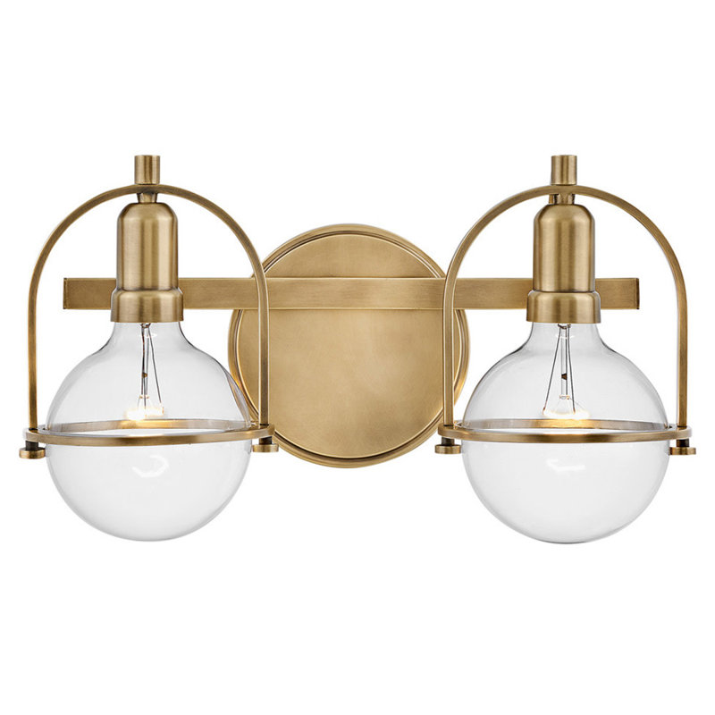 Lumière pour meuble-lavabo Damiana - ampoule G40 en photos (non incluse), H 9 po x l 16 po x P 7,5 po, Laiton héritage