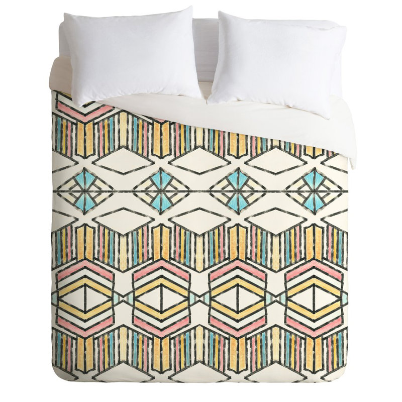Polyester Geometric Shapes Duvet Cover Set, Queen Duvet Cover + 2 Standard Shams