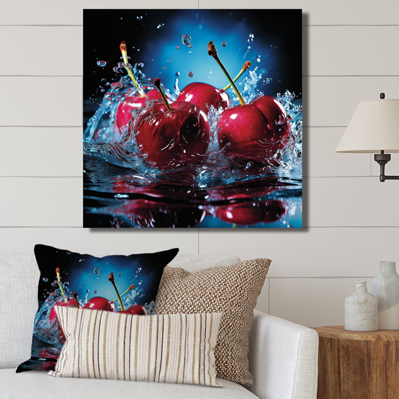 Cherry Eclipse 2 - Art mural cerise, Toile tendue, H 16 po x l 16 po x P 1 po