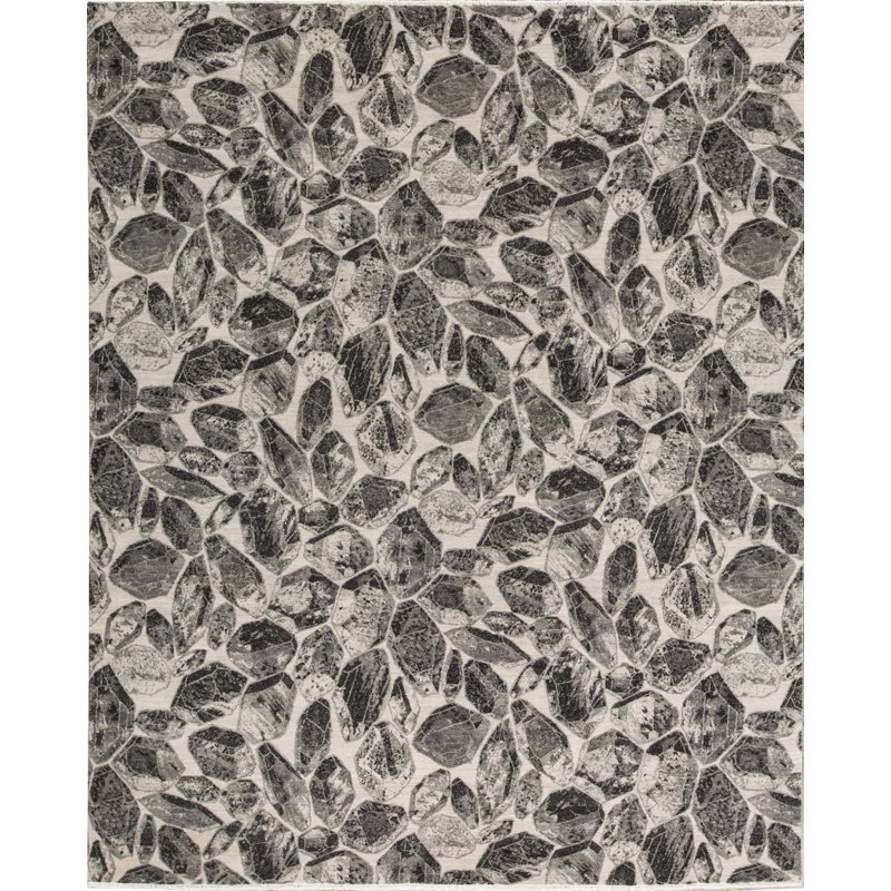 Tapis beige et gris anthracite de haute qualité noué à la main