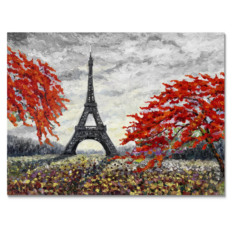 «Paris Eiffel Tower In Beau Fitul Summer V», reproduction sur toile flottante, H 24 po x l 36 po x P 1 po, Toile tendue