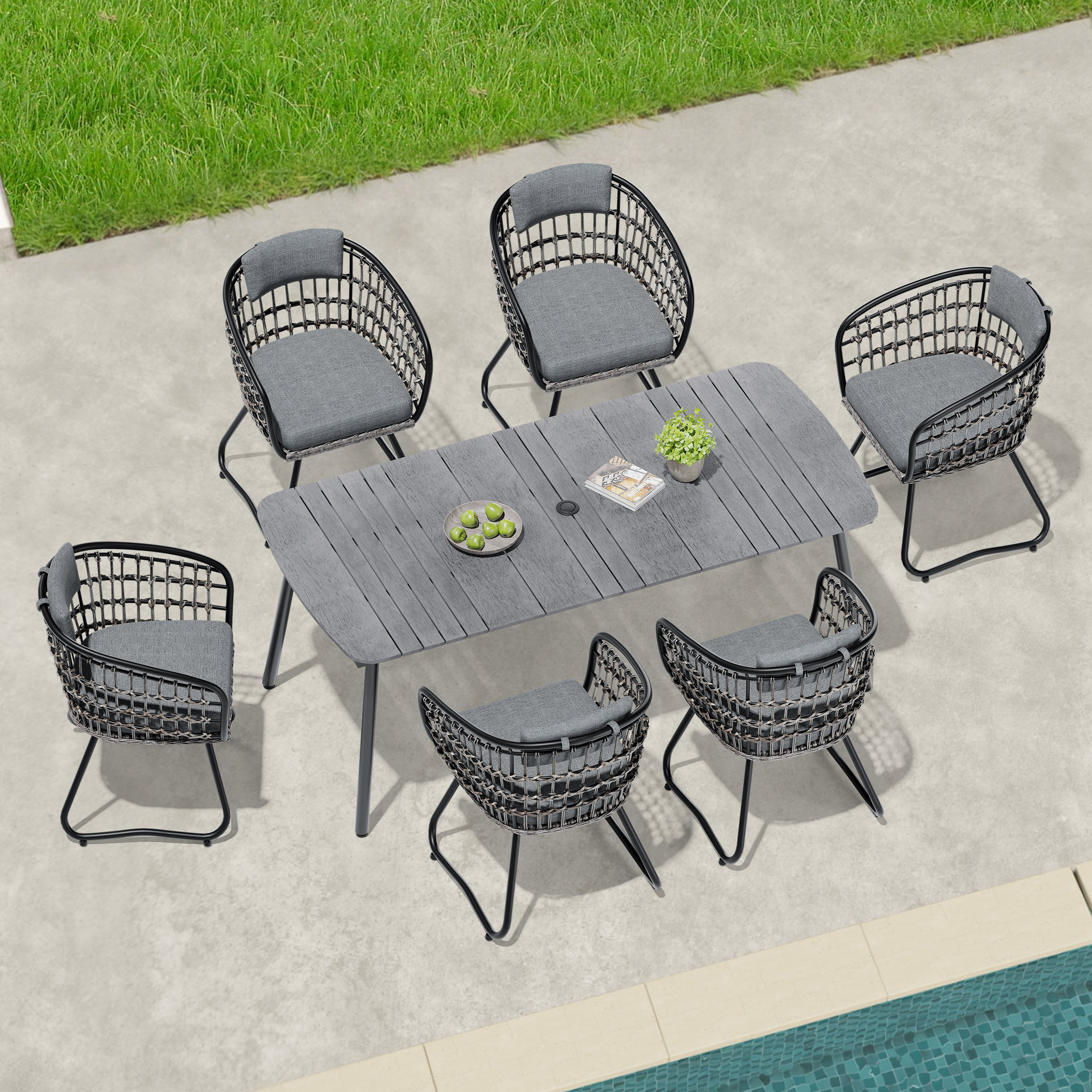 Bayou Breeze 7-piece Rectangular Patio Dining Set With Cushions | Wayfair